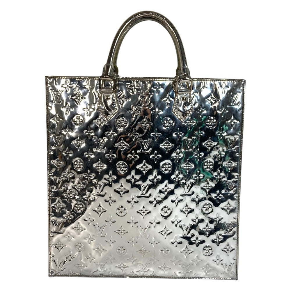 LOUIS VUITTON M40269 Monogram Miroir Sac Plat Handbag Tote Bag Vertical Leather Unisex Argent Silver