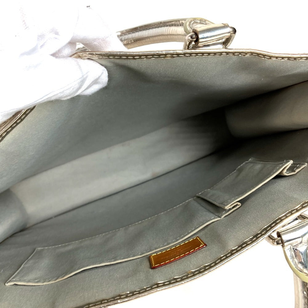 LOUIS VUITTON M40269 Monogram Miroir Sac Plat Handbag Tote Bag Vertical Leather Unisex Argent Silver