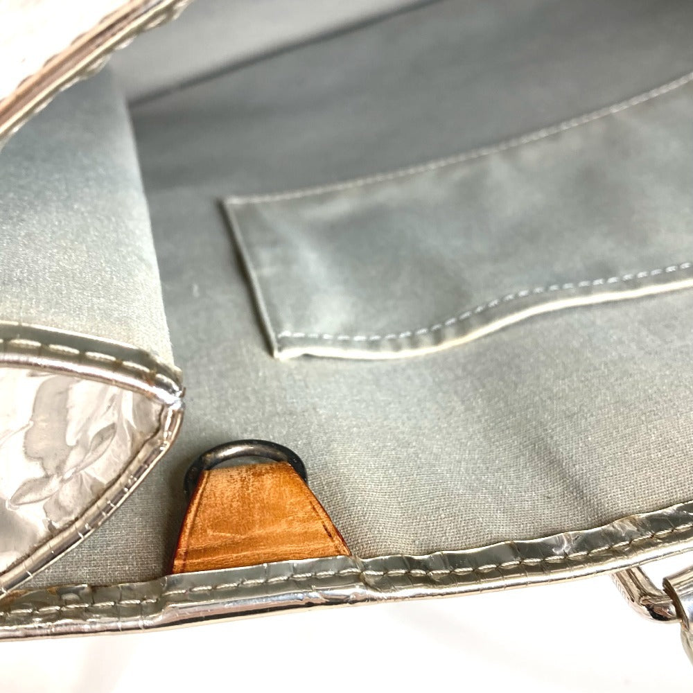 LOUIS VUITTON M40269 Monogram Miroir Sac Plat Handbag Tote Bag Vertical Leather Unisex Argent Silver