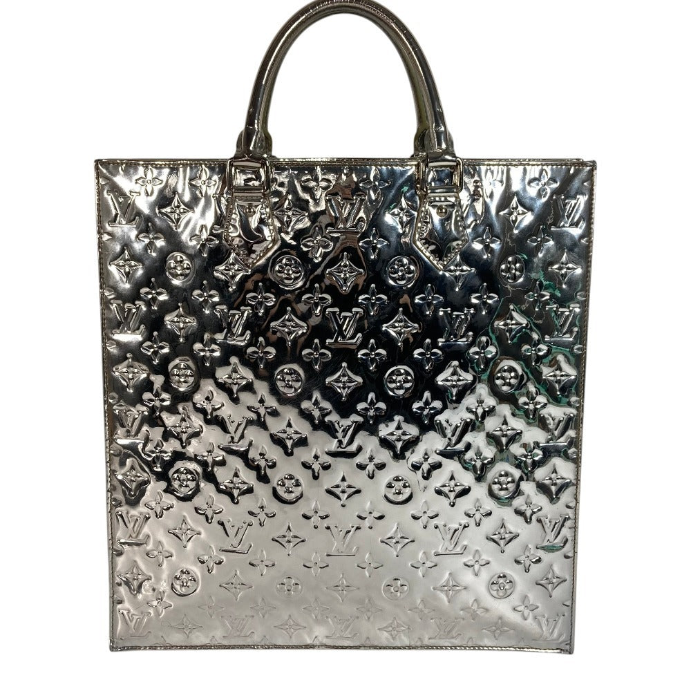 LOUIS VUITTON M40269 Monogram Miroir Sac Plat Handbag Tote Bag Vertical Leather Unisex Argent Silver
