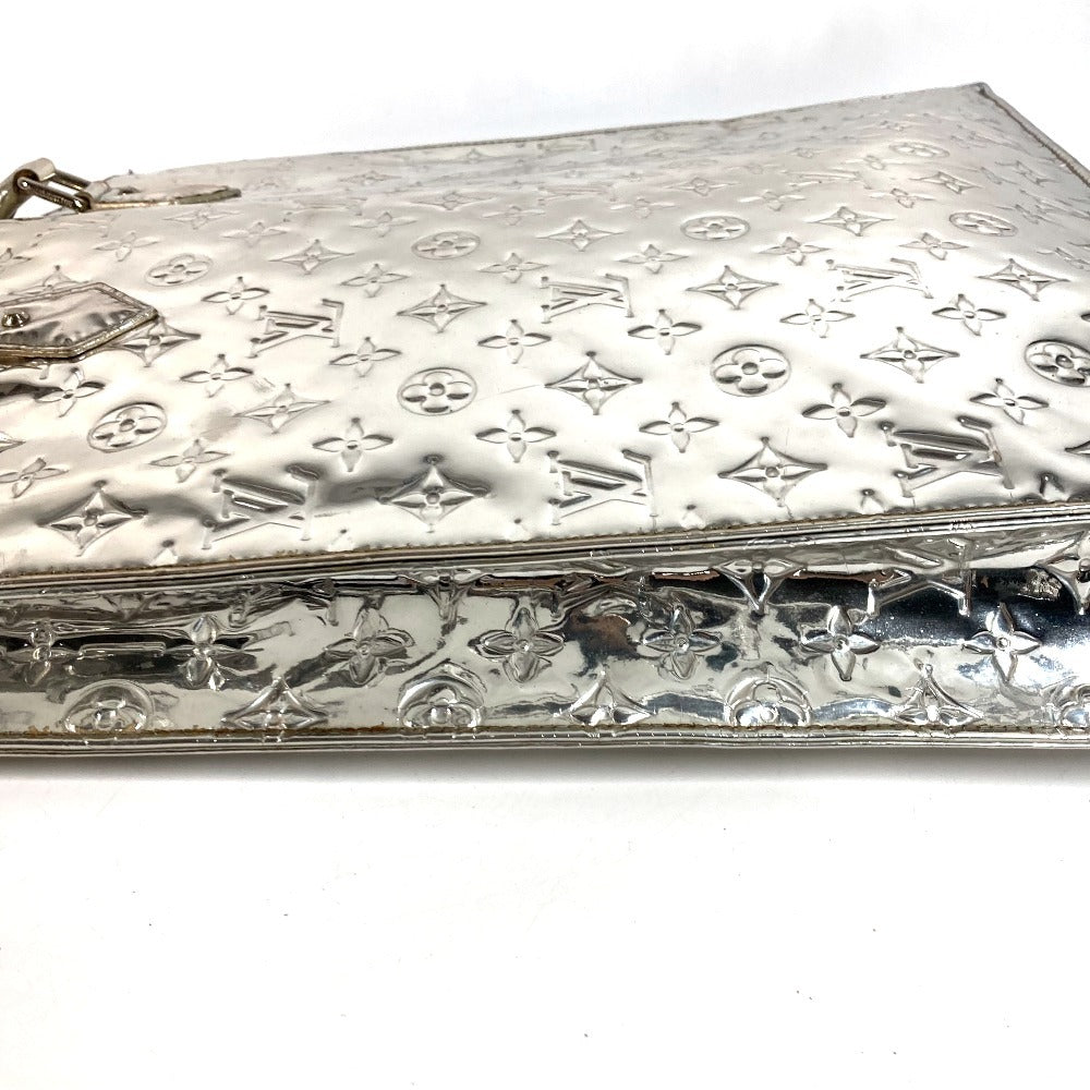 LOUIS VUITTON M40269 Monogram Miroir Sac Plat Handbag Tote Bag Vertical Leather Unisex Argent Silver