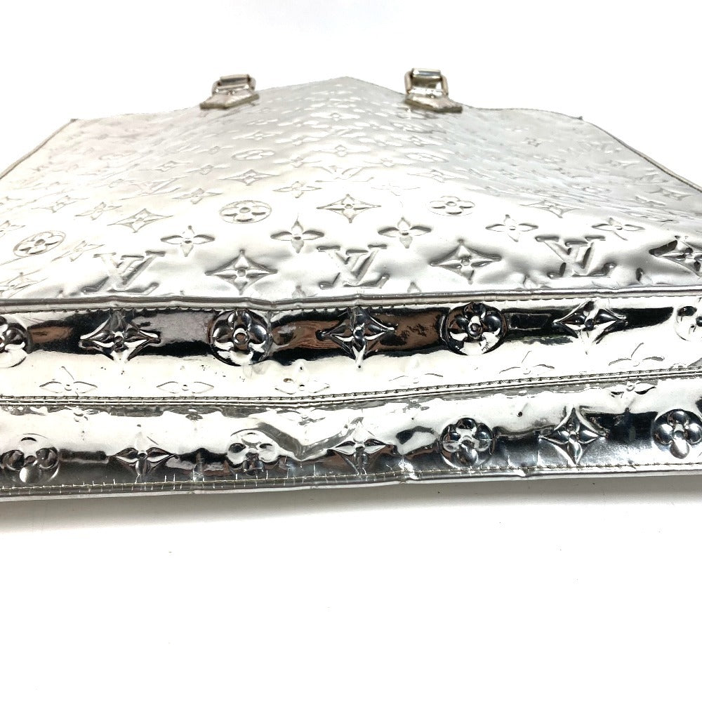 LOUIS VUITTON M40269 Monogram Miroir Sac Plat Handbag Tote Bag Vertical Leather Unisex Argent Silver