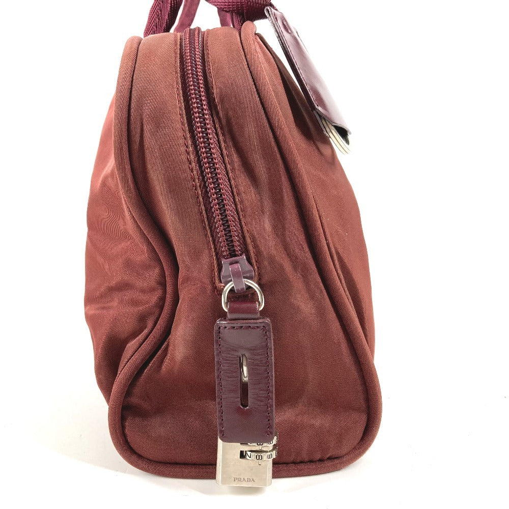 PRADA トライアングルロゴ 三角ロゴ プレート カバン トートバッグ ミニボストンバッグ 肩掛け ショルダーバッグ ナイロン ユニセックス ワインレッド系
