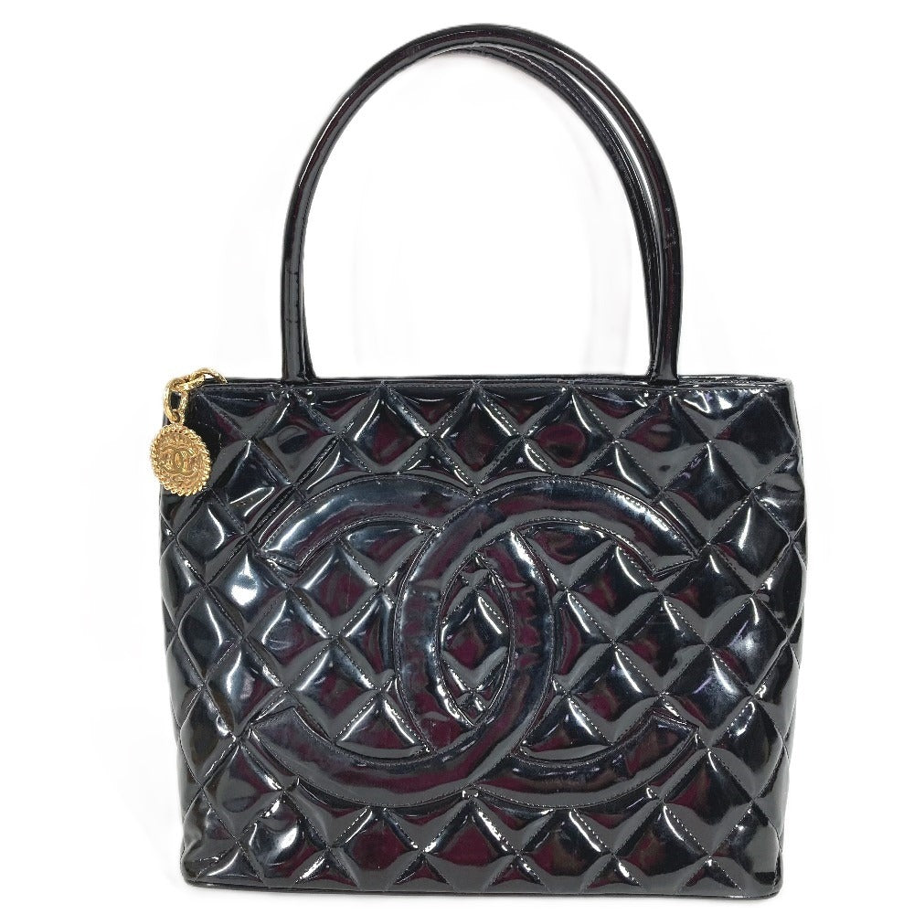 CHANEL A01804 CC Coco Mark Logo Reissue Tote Handbag Shoulder Bag Enamel Women's Black