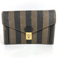 FENDI Vintage Pequin Document Bag Flap Second Bag Clutch Bag PVC/Leather Unisex Khaki