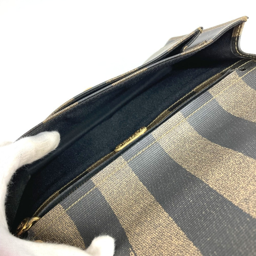 FENDI Vintage Pequin Document Bag Flap Second Bag Clutch Bag PVC/Leather Unisex Khaki