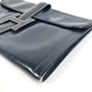 HERMES H Logo Vintage Jige PM Jige PM Bag Document Bag Flap Clutch Bag Box Calf Unisex Navy