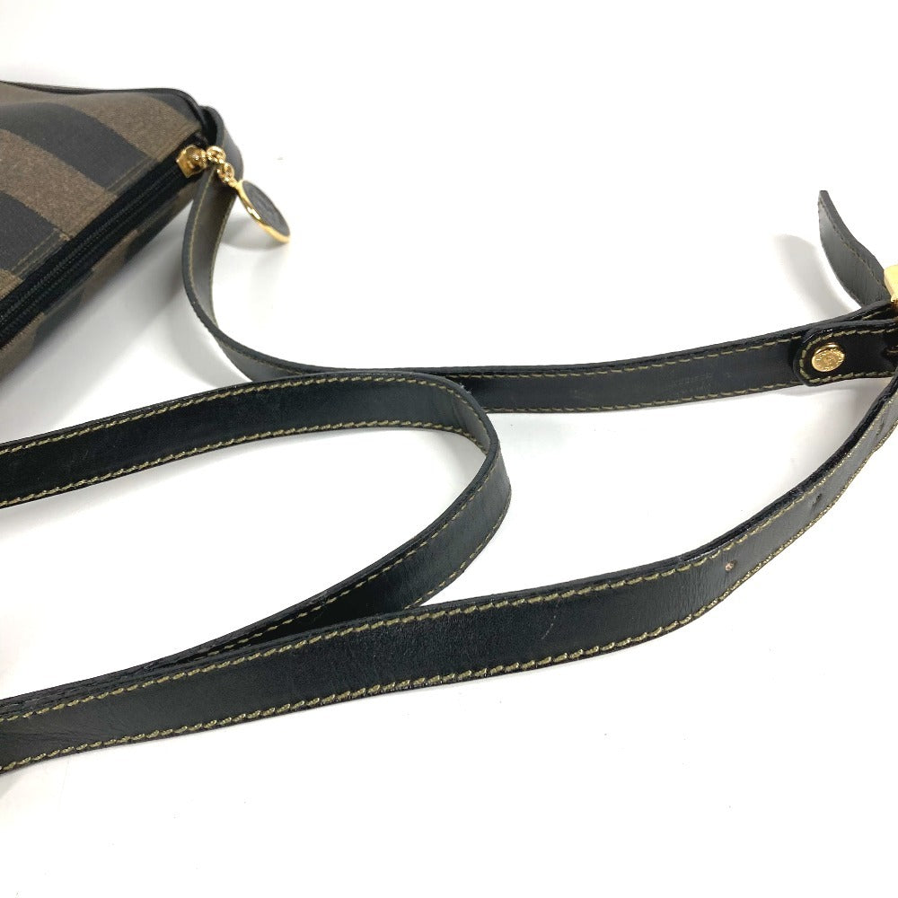 FENDI ヴィンテージ ペカン ロゴ カバン 斜め掛け ポシェット ショルダーバッグ PVC/レザー ユニセックス カーキ