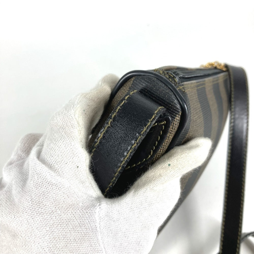FENDI ヴィンテージ ペカン ロゴ カバン 斜め掛け ポシェット ショルダーバッグ PVC/レザー ユニセックス カーキ