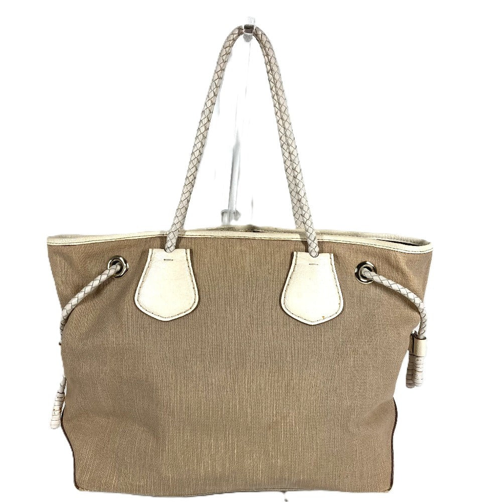 CELINE ヴィンテージ ロゴ マカダム カバン トートバッグ 肩掛け ショルダーバッグ レザー/キャンバス ユニセックス ベージュ
