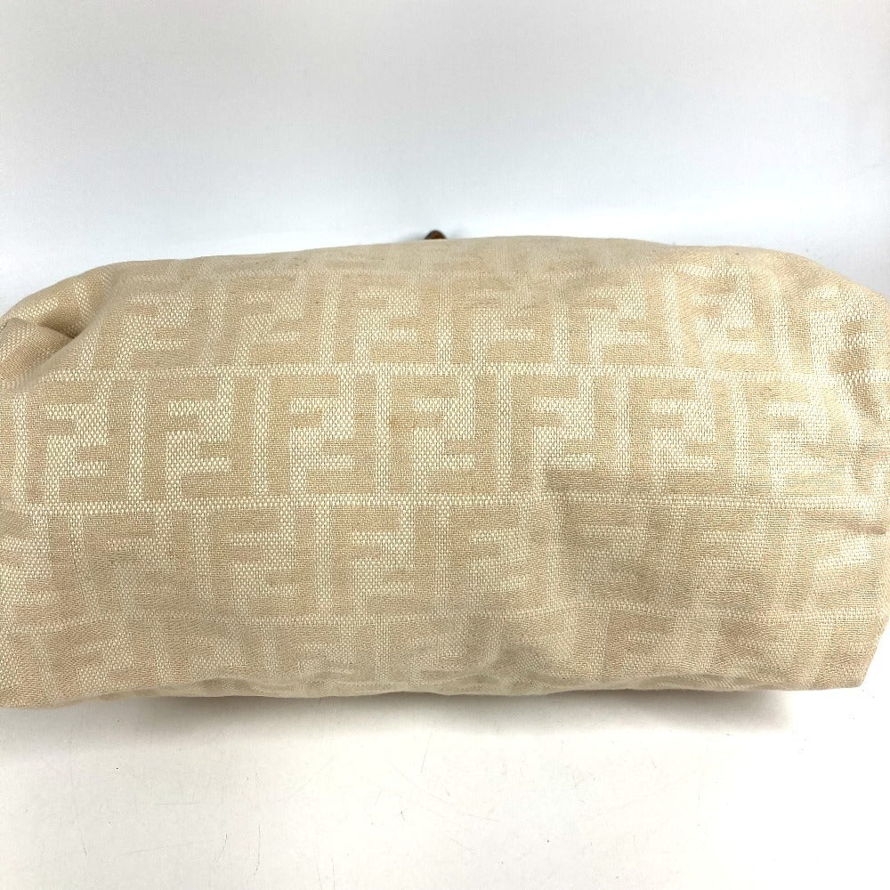FENDI ヴィンテージ ズッカ ロゴ カバン トートバッグ 肩掛け ショルダーバッグ キャンバス/レザー ユニセックス ベージュ