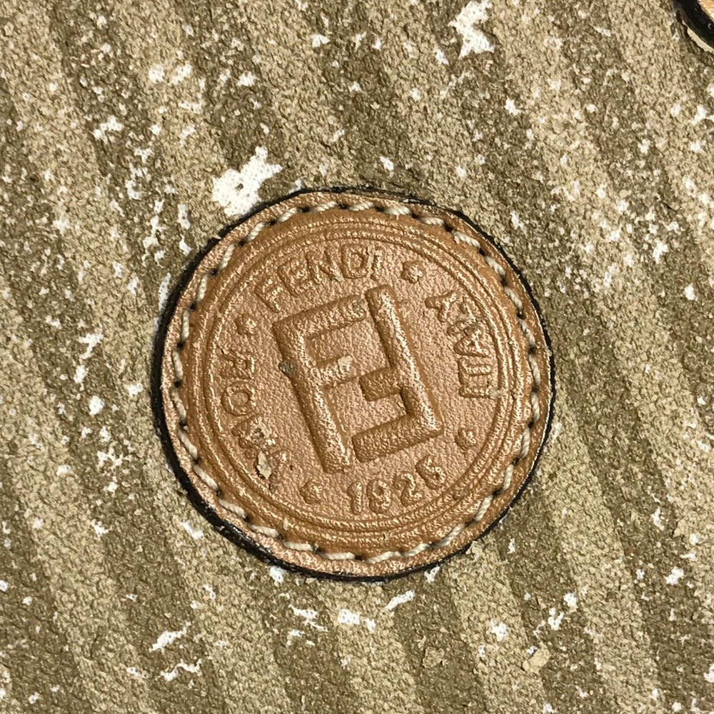 FENDI ヴィンテージ ロゴ ストライプ ペカン カバン 2WAYバッグ ショルダーバッグ 斜め掛け ミニボストンバッグ ハンドバッグ レザー/キャンバス ユニセックス ベージュ
