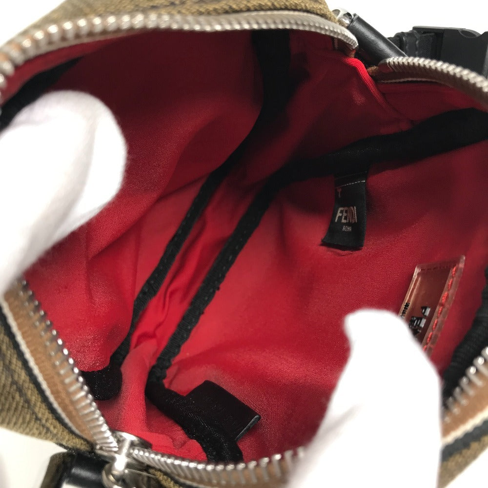 FENDI 7VA456 ロゴ ペカン ポシェット 斜め掛け カバン バック ショルダーバッグ レザー/キャンバス ユニセックス ブラック