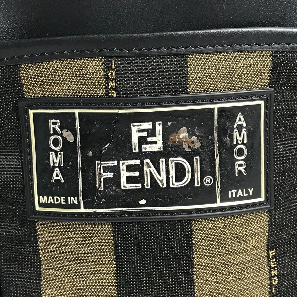 FENDI 7VA456 ロゴ ペカン ポシェット 斜め掛け カバン バック ショルダーバッグ レザー/キャンバス ユニセックス ブラック