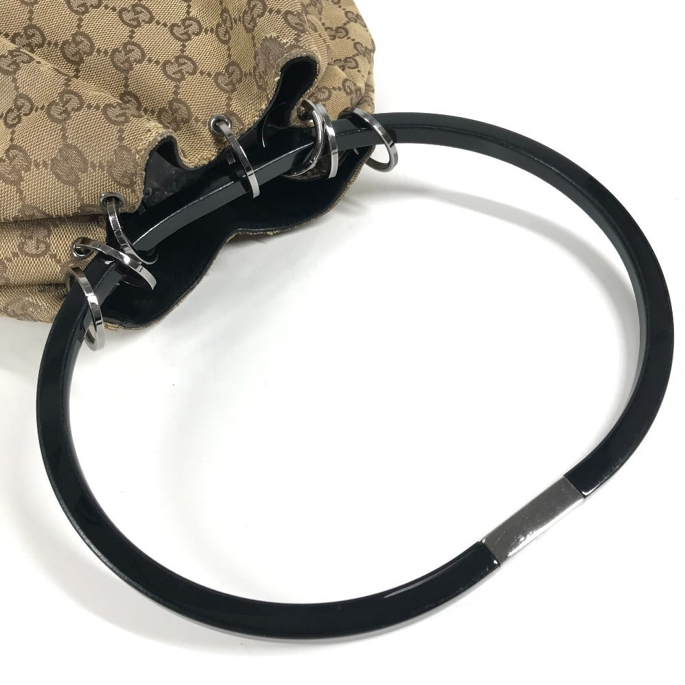 GUCCI 001 3738 GG ロゴ プラスチック ラウンド ハンドル 肩掛け カバン 巾着 巾着バッグ ハンドバッグ ショルダーバッグ GGキャンバス/レザー ユニセックス ベージュ