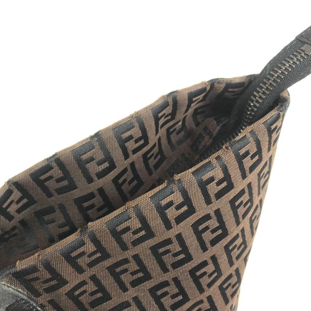 FENDI 8BH025 vintage Zucchino Logo Bag Tote Bag shawl Shoulder Bag Leather/Canvas Brown Used