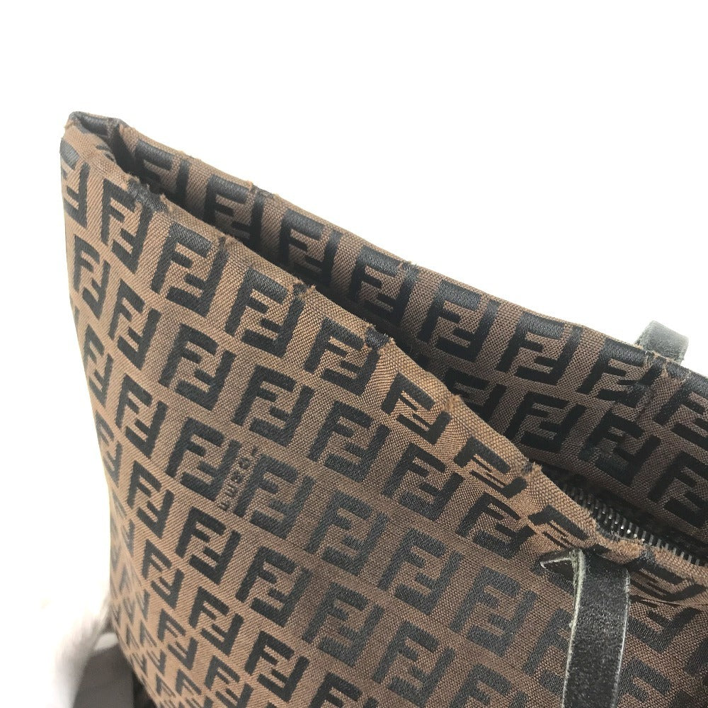 FENDI 8BH025 vintage Zucchino Logo Bag Tote Bag shawl Shoulder Bag Leather/Canvas Brown Used
