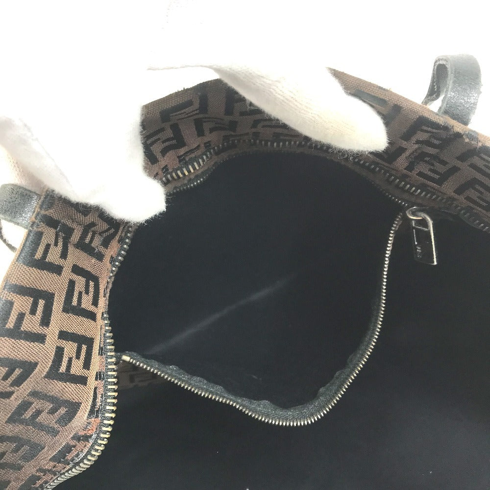 FENDI 8BH025 vintage Zucchino Logo Bag Tote Bag shawl Shoulder Bag Leather/Canvas Brown Used