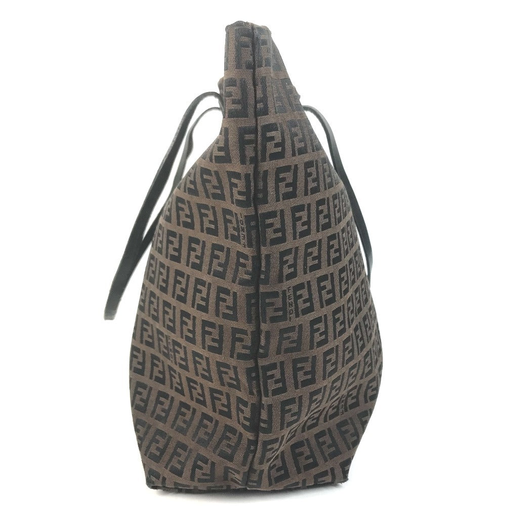 FENDI 8BH025 vintage Zucchino Logo Bag Tote Bag shawl Shoulder Bag Leather/Canvas Brown Used
