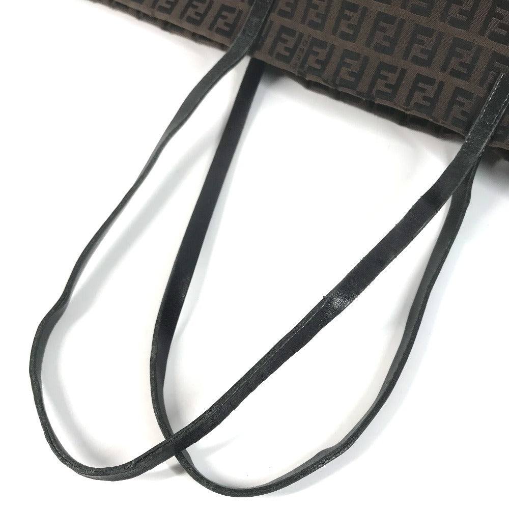 FENDI 8BH025 vintage Zucchino Logo Bag Tote Bag shawl Shoulder Bag Leather/Canvas Brown Used