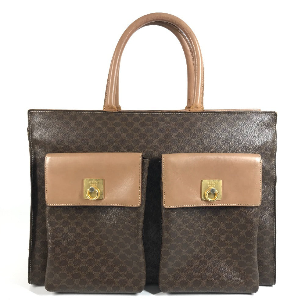 CELINE vintage Macadam logo Bag Tote Bag Business bag Hand Bag Leather Brown Used