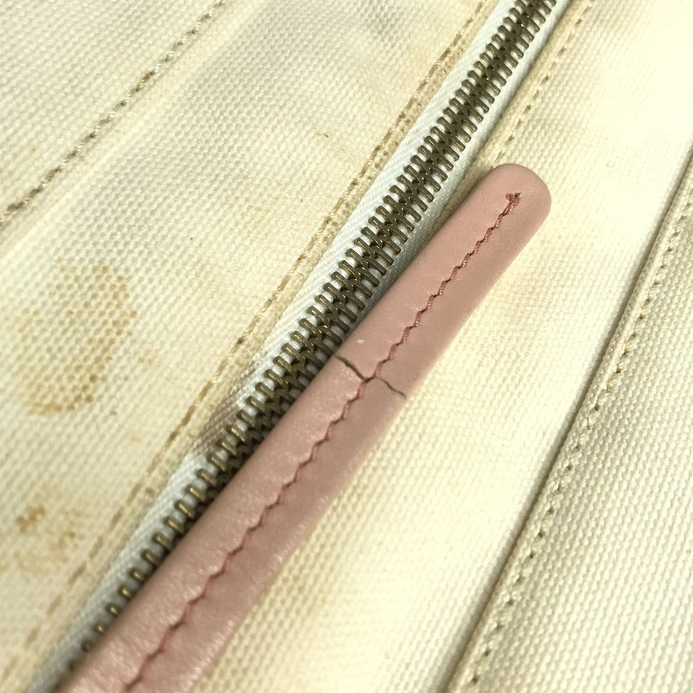 CHANEL CC CC Mark logo marshmallow Tote Bag Bicolor Hand Bag Canvas pink/White Used