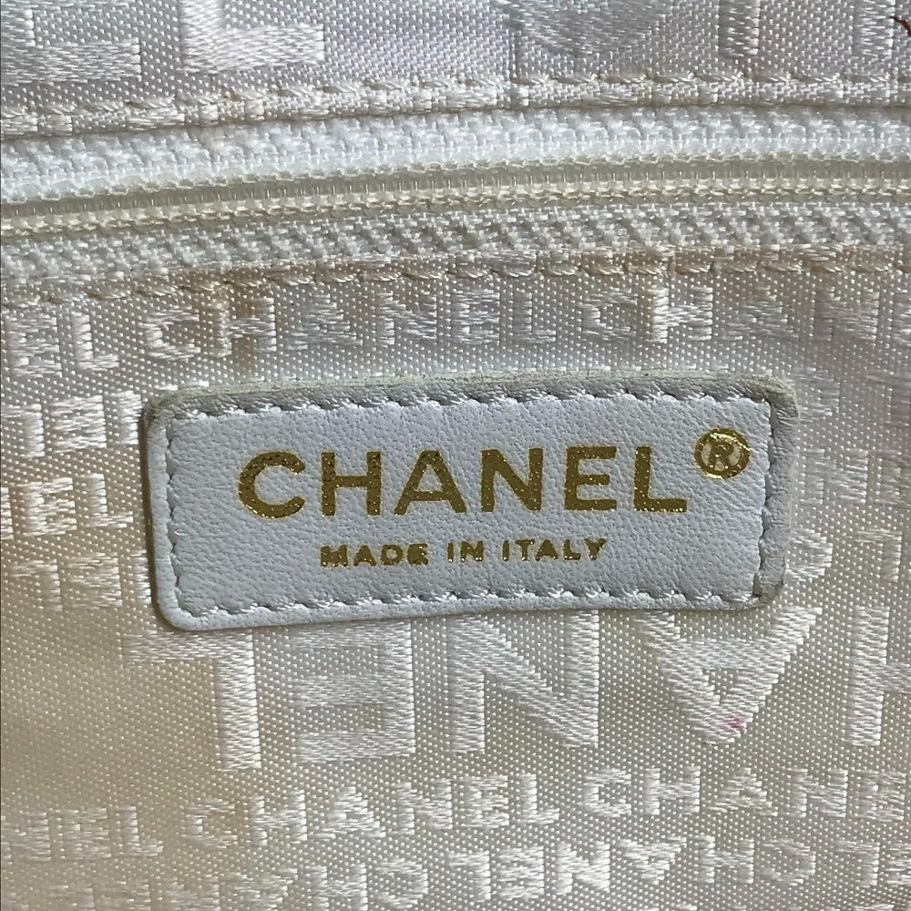 CHANEL CC CC Mark logo marshmallow Tote Bag Bicolor Hand Bag Canvas pink/White Used