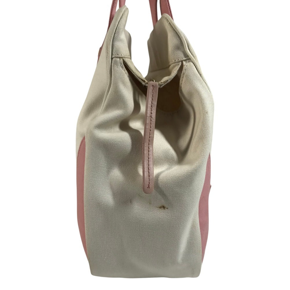 CHANEL CC CC Mark logo marshmallow Tote Bag Bicolor Hand Bag Canvas pink/White Used
