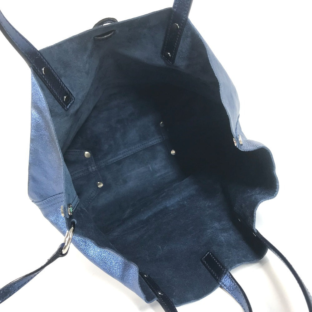 TIFFANY&Co. metallic Logo pouch included Bag Tote Bag Hand Bag Leather blue Used