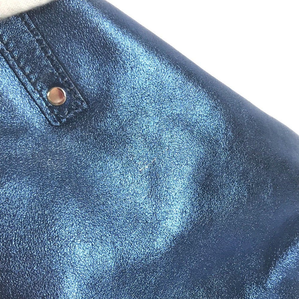 TIFFANY&Co. metallic Logo pouch included Bag Tote Bag Hand Bag Leather blue Used