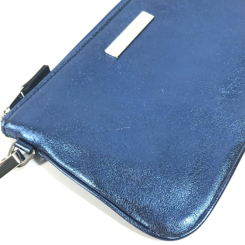 TIFFANY&Co. metallic Logo pouch included Bag Tote Bag Hand Bag Leather blue Used