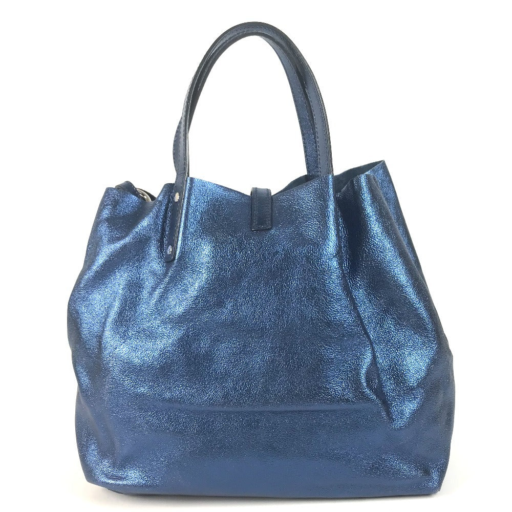 TIFFANY&Co. metallic Logo pouch included Bag Tote Bag Hand Bag Leather blue Used