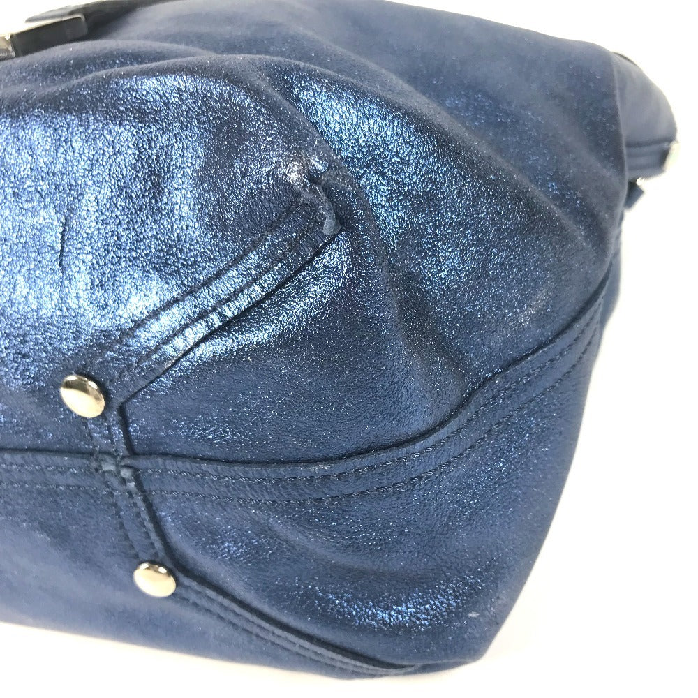 TIFFANY&Co. metallic Logo pouch included Bag Tote Bag Hand Bag Leather blue Used