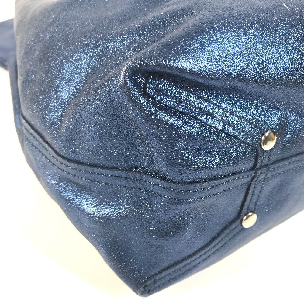 TIFFANY&Co. metallic Logo pouch included Bag Tote Bag Hand Bag Leather blue Used