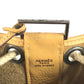 HERMES H-punched logo drawstring bag lunch bag shawl Shoulder Bag Taurillon Clemence Yellow Beige Based Used