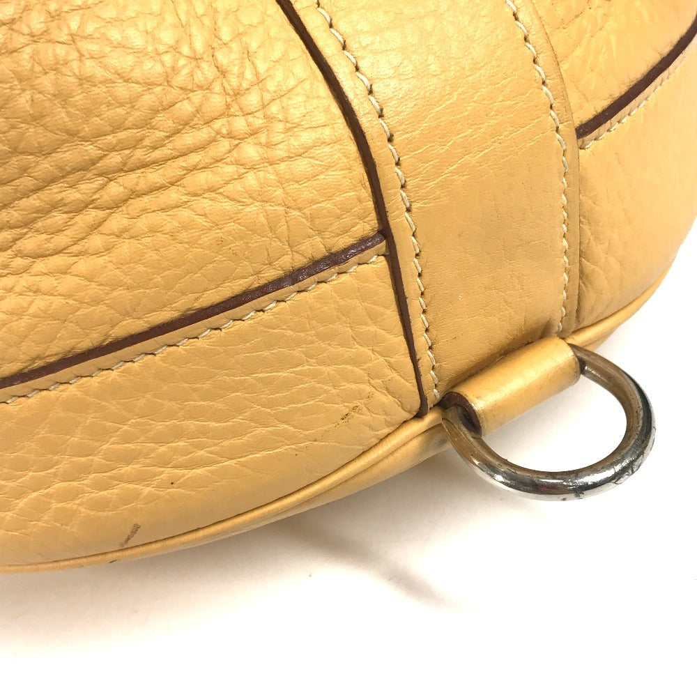 HERMES H-punched logo drawstring bag lunch bag shawl Shoulder Bag Taurillon Clemence Yellow Beige Based Used