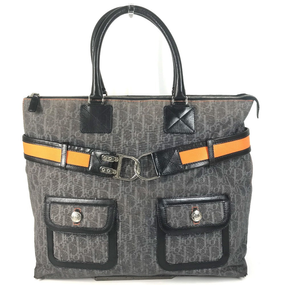 Dior Flight line Trotter Logo Denim Bag Tote Bag Shoulder Bag Hand Bag Leather/Canvas blue/Orange Used
