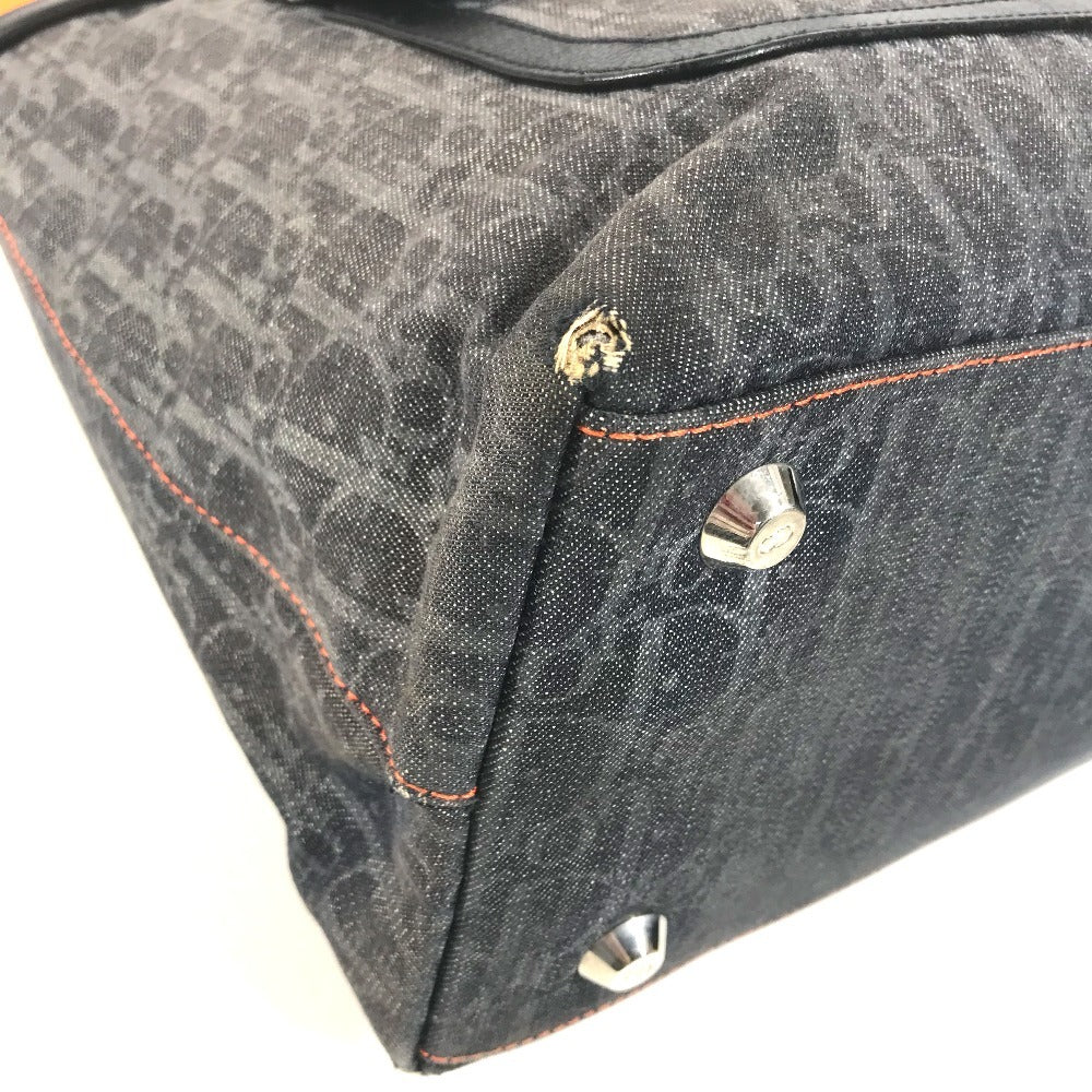 Dior Flight line Trotter Logo Denim Bag Tote Bag Shoulder Bag Hand Bag Leather/Canvas blue/Orange Used