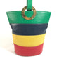 CELINE vintage Circle logo one-shoulder bucket bag bag shawl Shoulder Bag Leather Red x Green/Blue x yellow Used