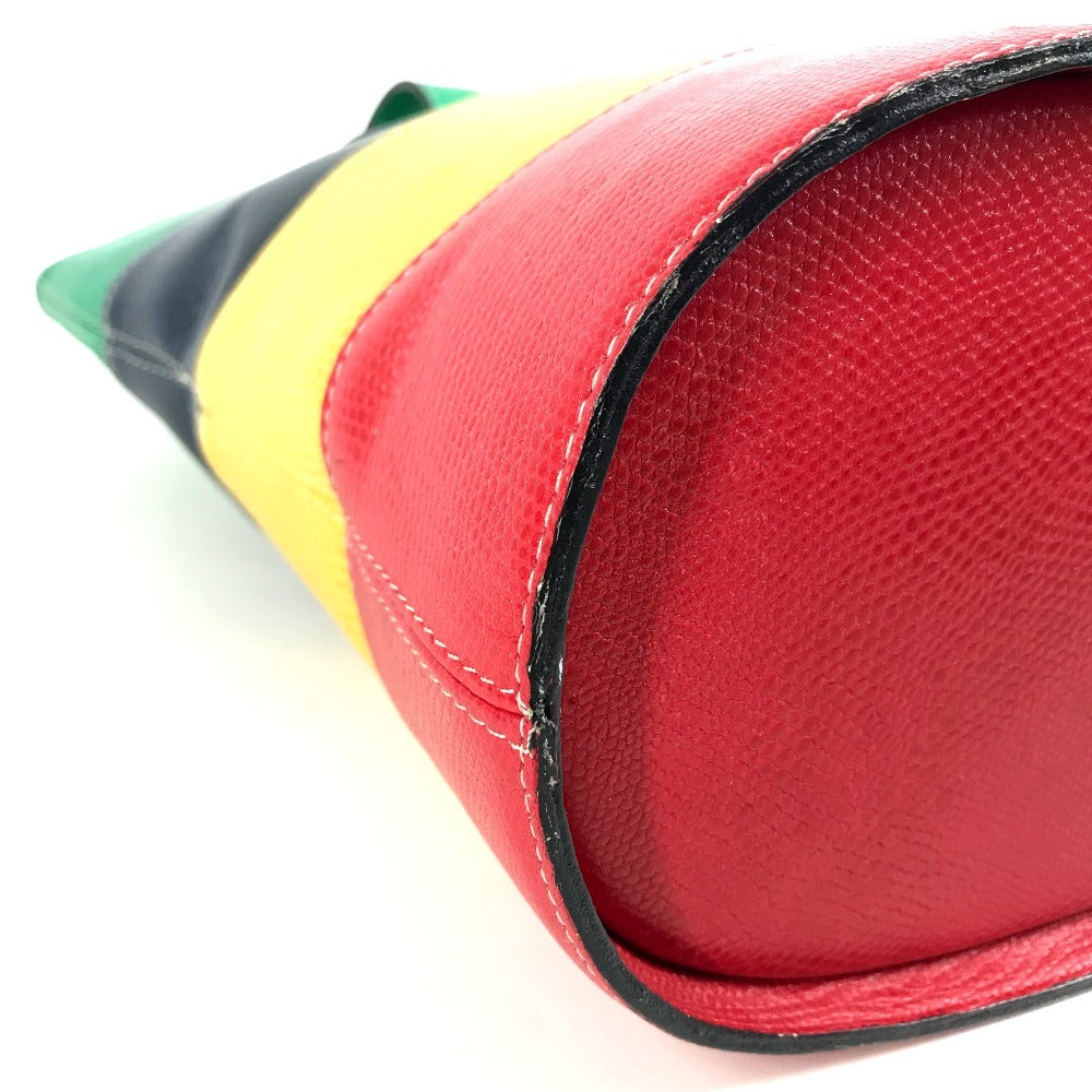 CELINE vintage Circle logo one-shoulder bucket bag bag shawl Shoulder Bag Leather Red x Green/Blue x yellow Used