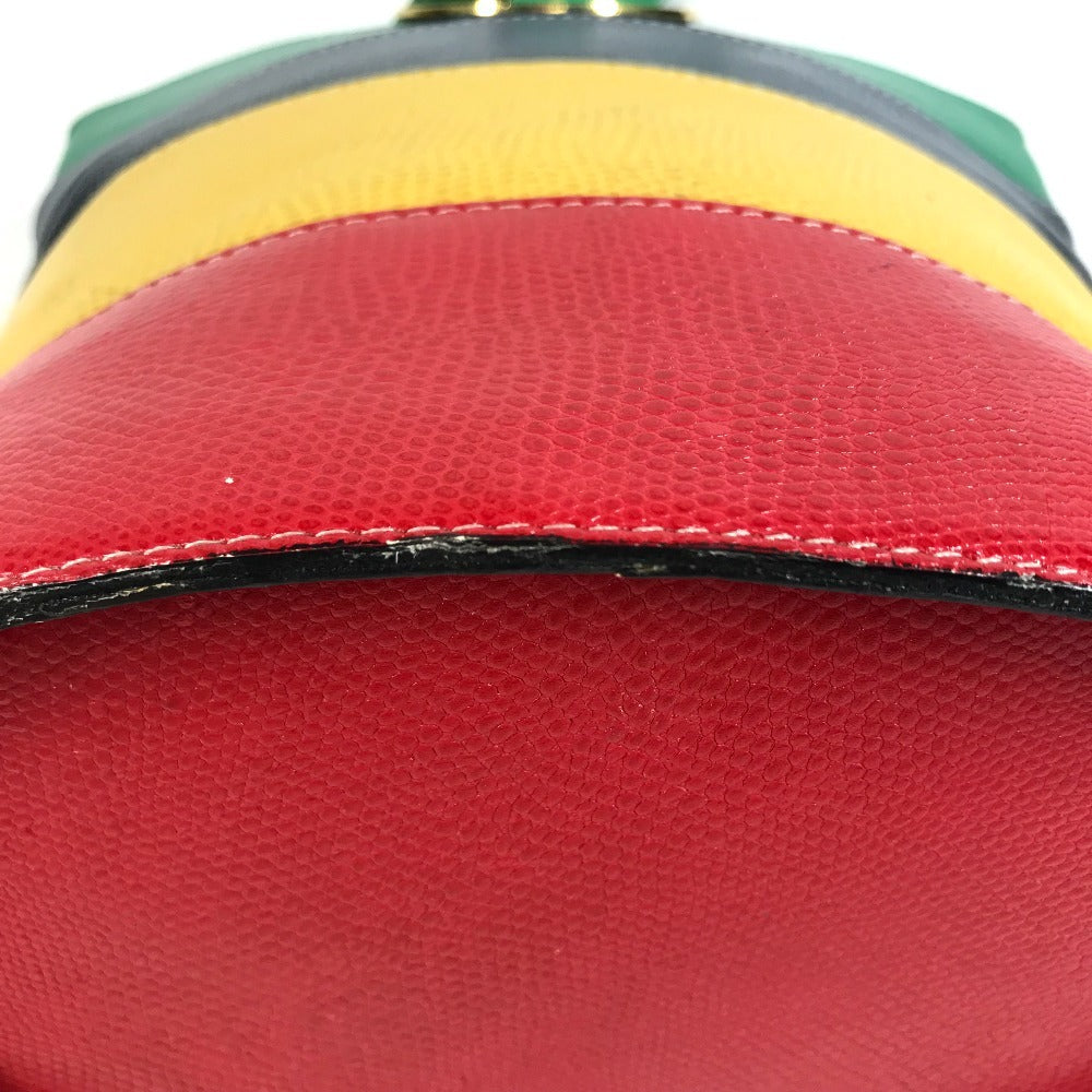 CELINE vintage Circle logo one-shoulder bucket bag bag shawl Shoulder Bag Leather Red x Green/Blue x yellow Used