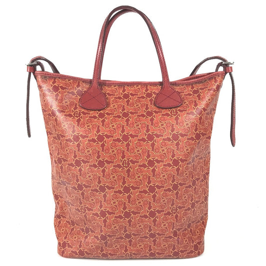 CELINE Sulky Logo Vertical Tote Bag, 2-way bag, Crossbody Tote Bag Shoulder Bag Leather / Coated Canvas Red Used