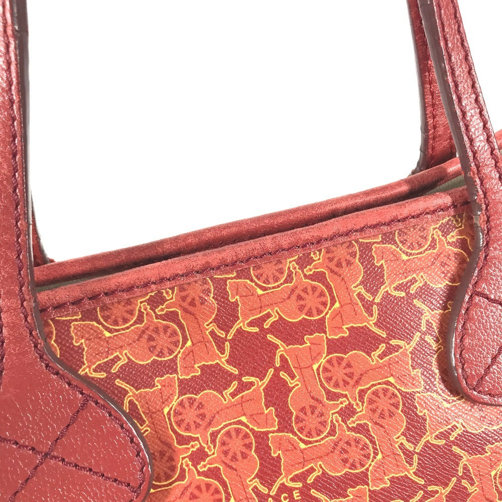 CELINE Sulky Logo Vertical Tote Bag, 2-way bag, Crossbody Tote Bag Shoulder Bag Leather / Coated Canvas Red Used