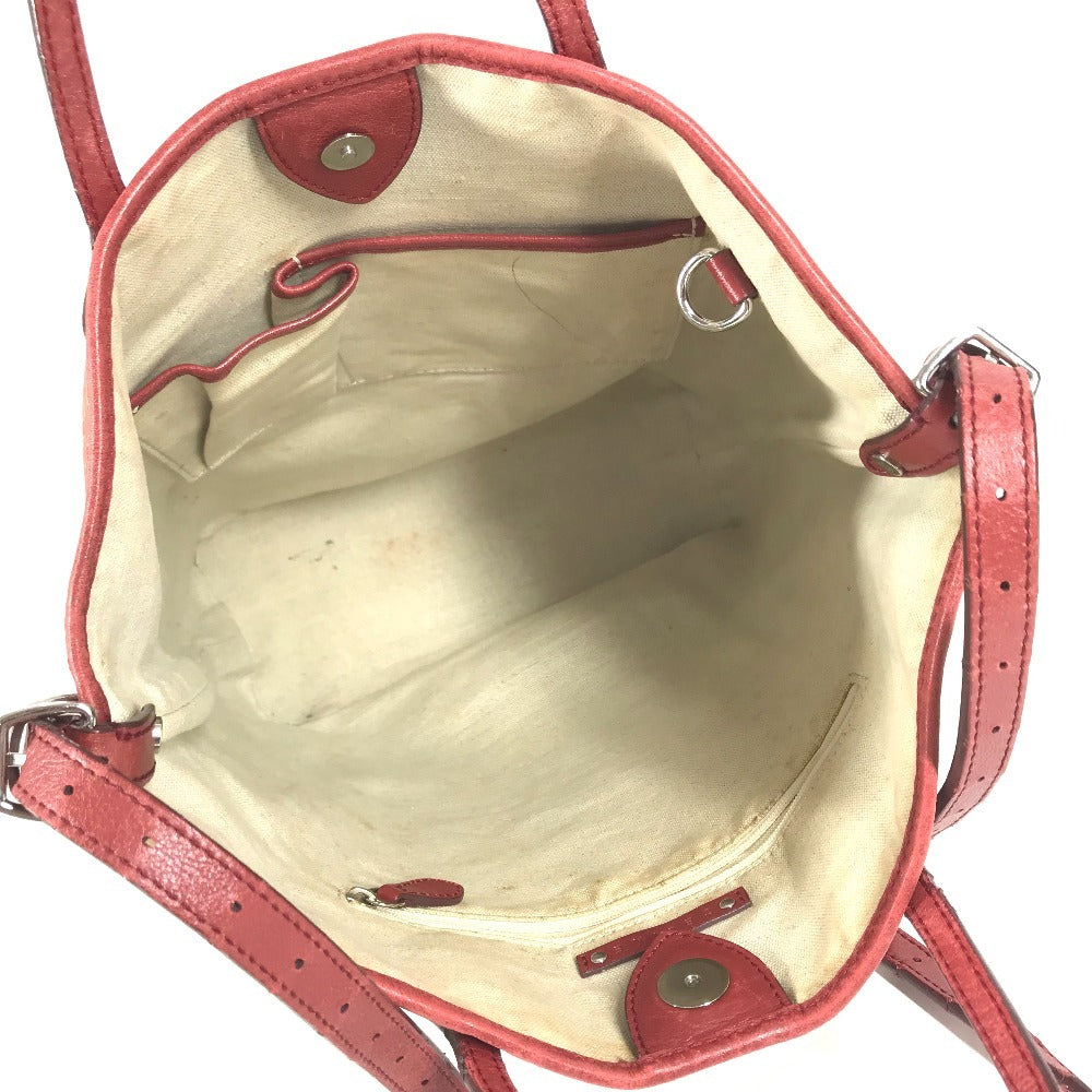 CELINE Sulky Logo Vertical Tote Bag, 2-way bag, Crossbody Tote Bag Shoulder Bag Leather / Coated Canvas Red Used