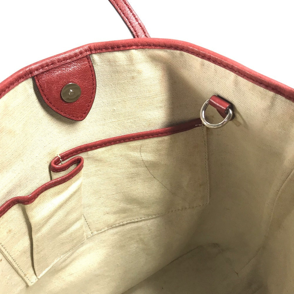 CELINE Sulky Logo Vertical Tote Bag, 2-way bag, Crossbody Tote Bag Shoulder Bag Leather / Coated Canvas Red Used