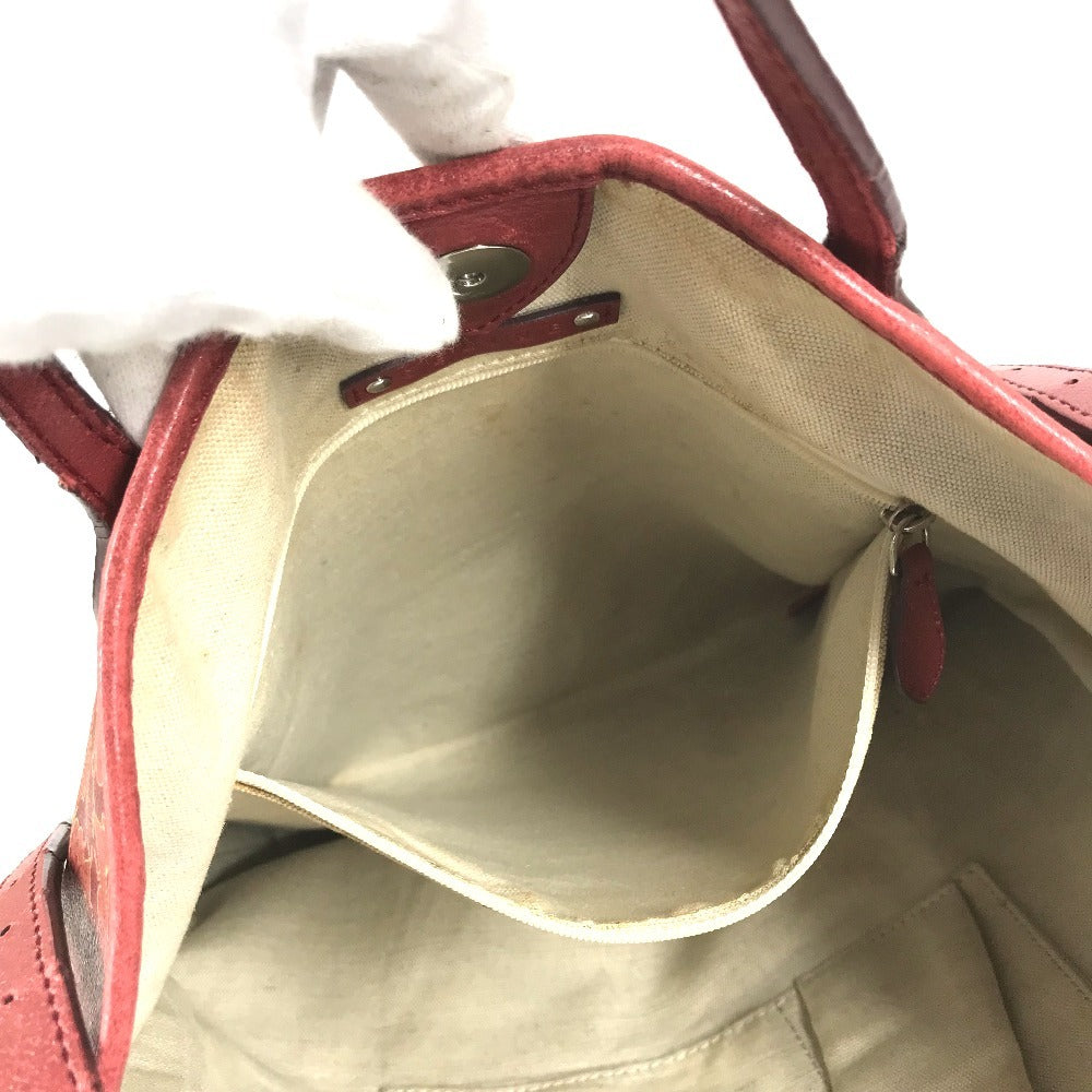 CELINE Sulky Logo Vertical Tote Bag, 2-way bag, Crossbody Tote Bag Shoulder Bag Leather / Coated Canvas Red Used