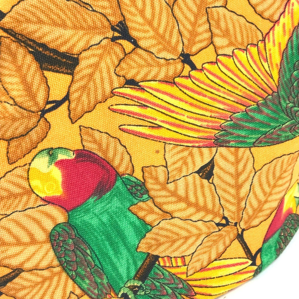 HERMES vintage Bird pattern Shoulder bag Drawstring bag Shoulder Bag cotton Green/yellow Used