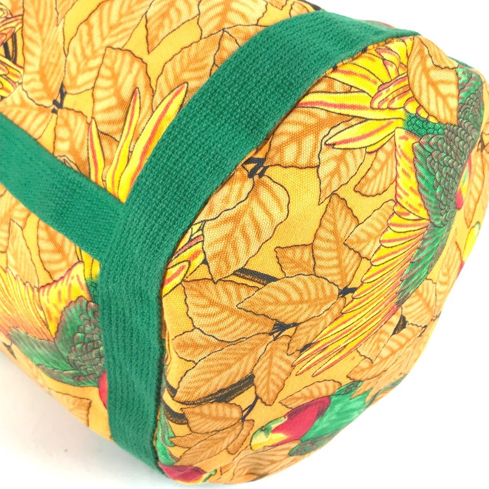 HERMES vintage Bird pattern Shoulder bag Drawstring bag Shoulder Bag cotton Green/yellow Used