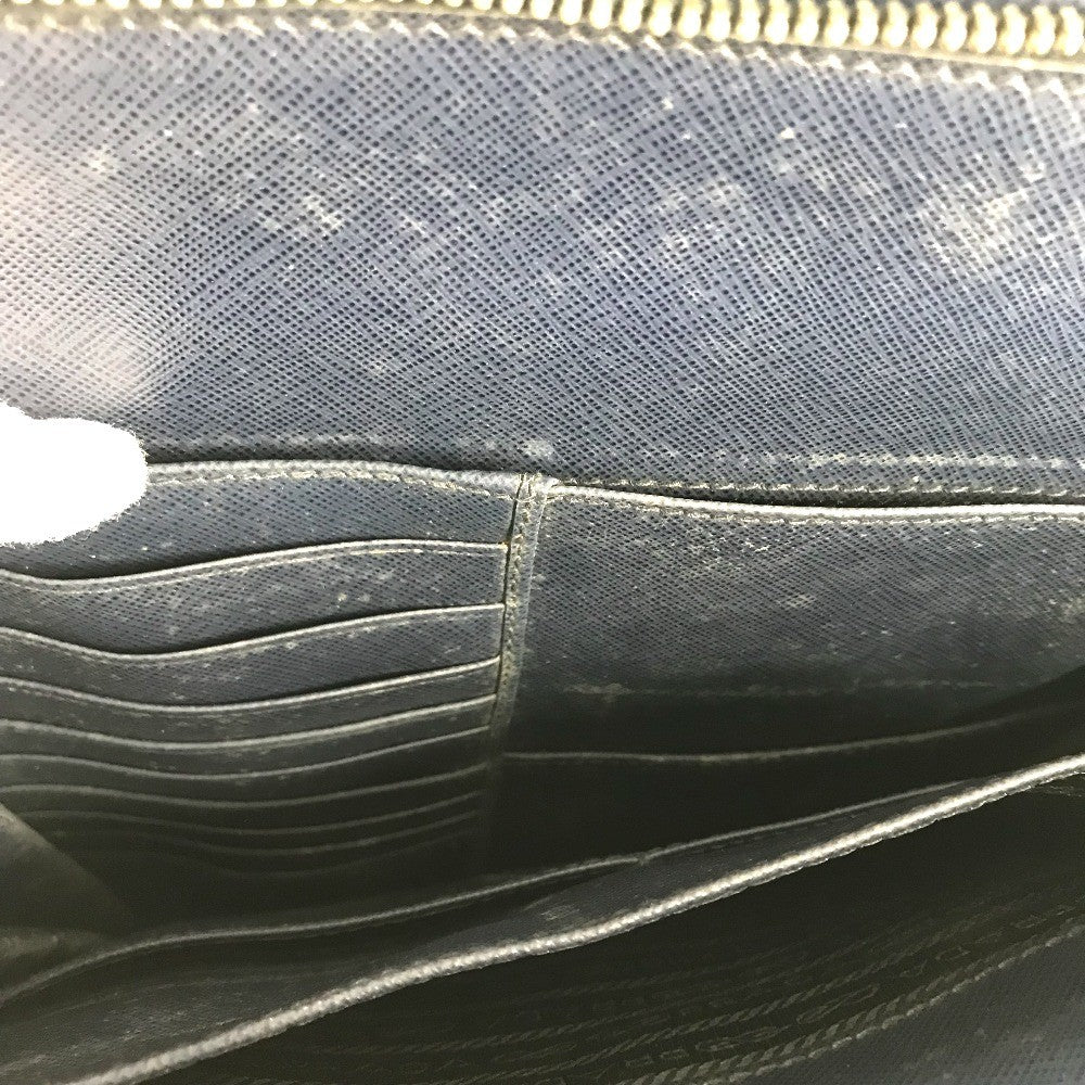 PRADA triangle logo triangle logo plate Handbag (vertical) Business bag saffiano leather blue Used
