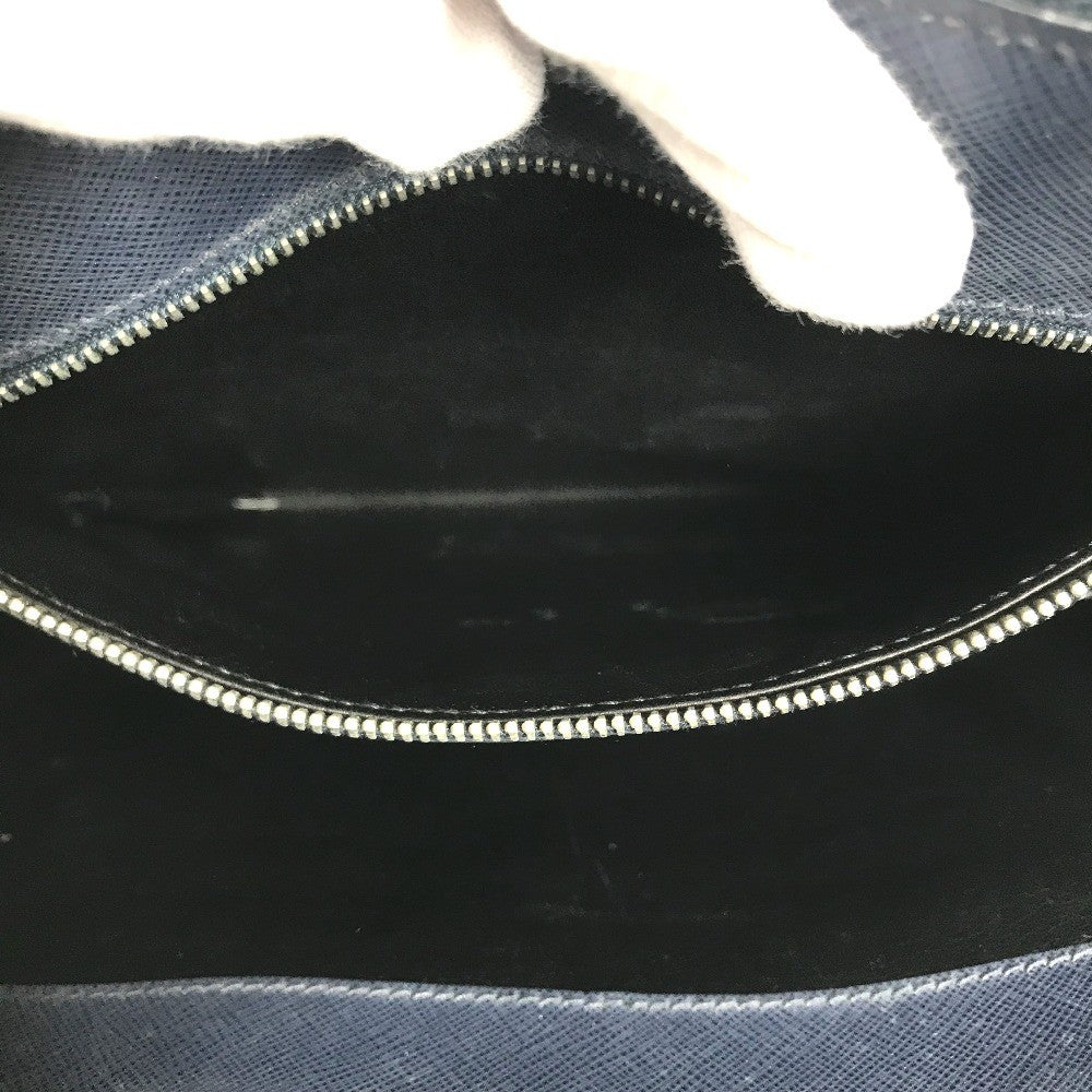 PRADA triangle logo triangle logo plate Handbag (vertical) Business bag saffiano leather blue Used